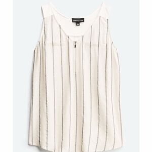 Forever 21 White and Gray Striped Women's Tank Top